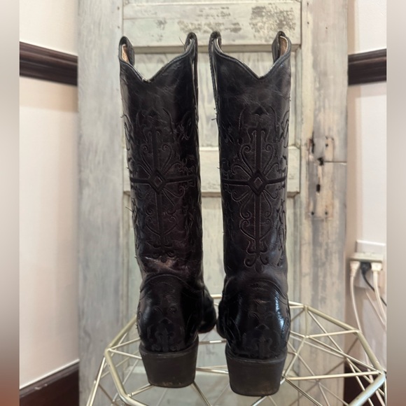 Corral Women's Circle G Cross Black Crackle Embroidered Leather Western Boots 9 - Picture 2 of 9